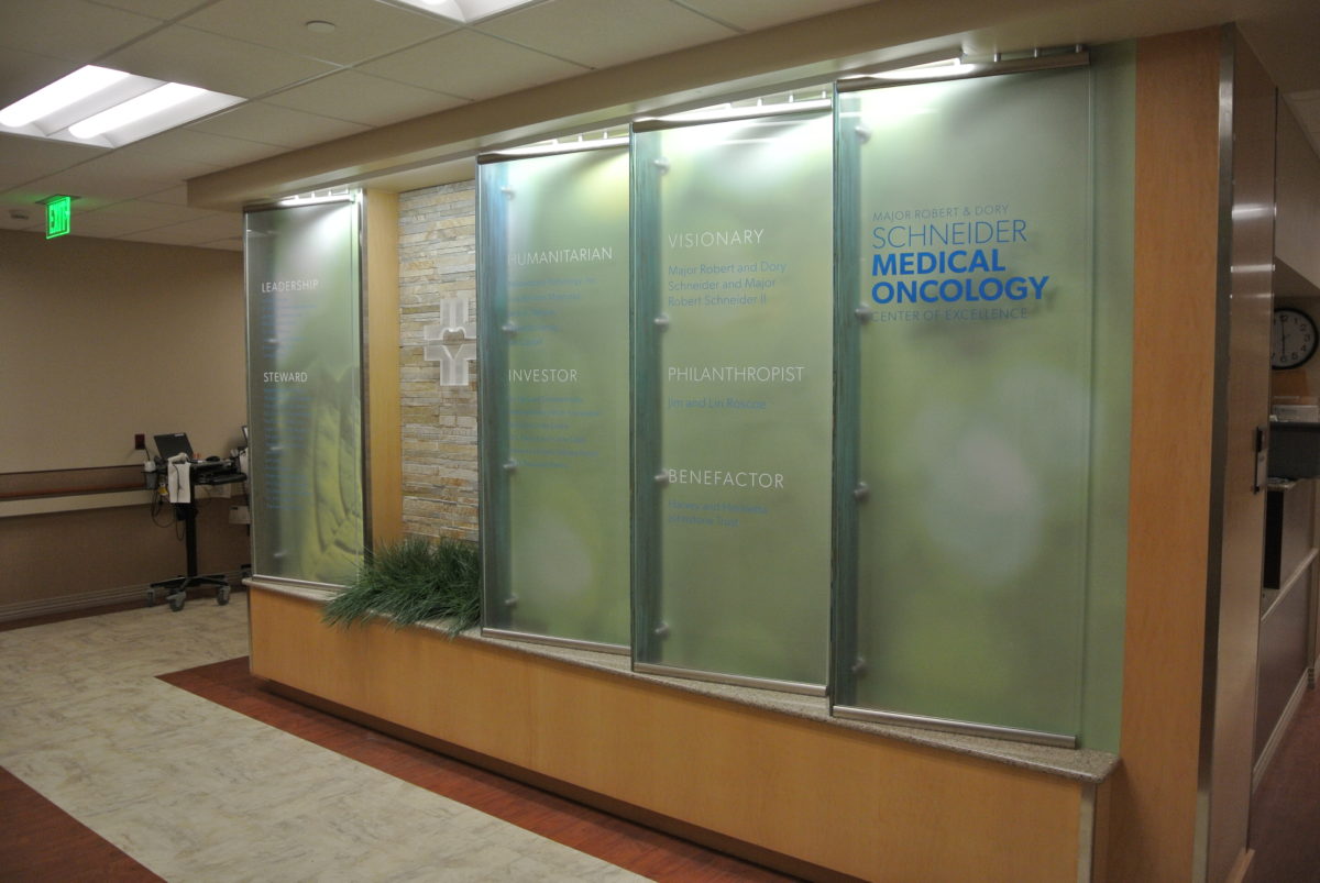 Custom donor wall. Designed by CTA Architects/Engineers