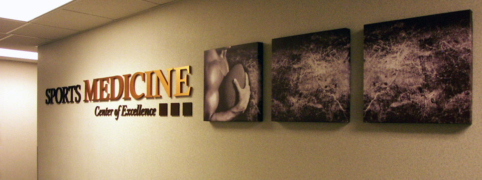 Laminated PVC letters and stetched fabric wall displays . Designed by Kinetic.